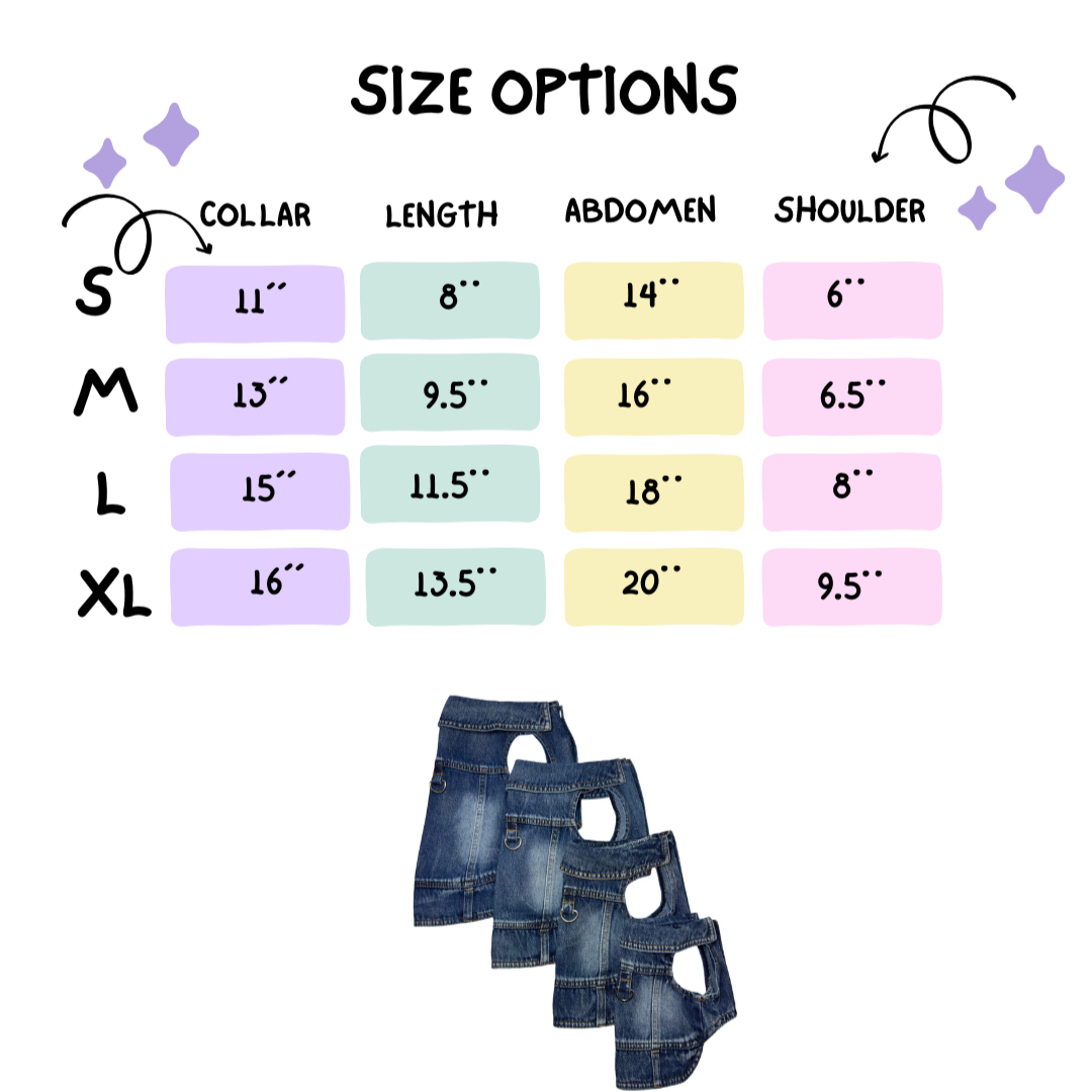 Handmade Dog Harness – Cherry Denim Jacket Style