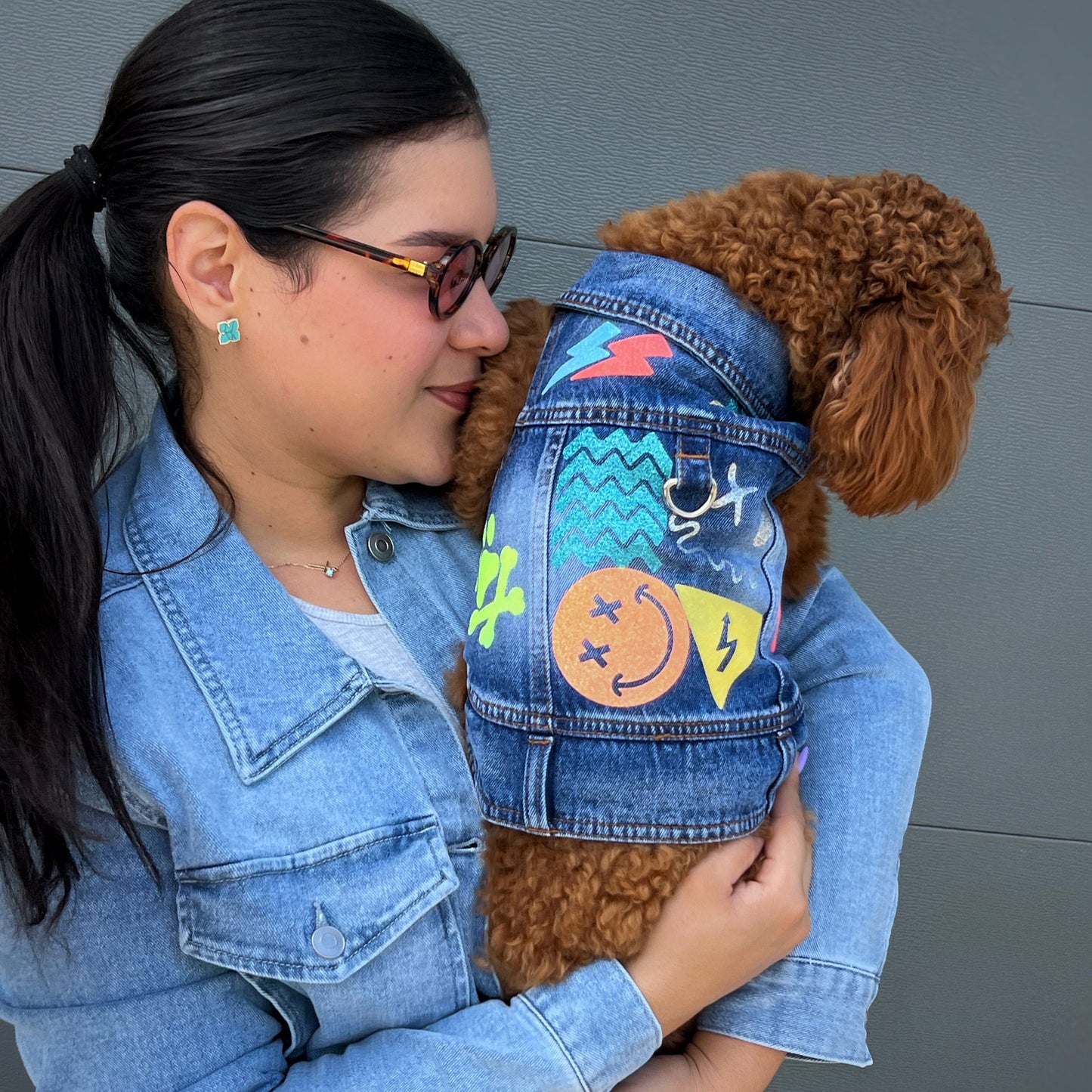 Handmade Denim Jacket Dog Harness – Electric Boy Edition