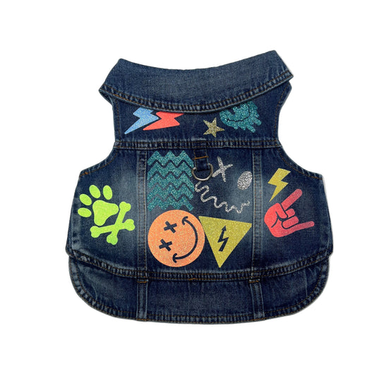 Handmade Denim Jacket Dog Harness – Electric Boy Edition