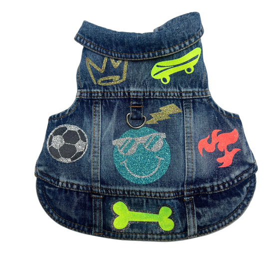 Handmade Denim Jacket Dog Harness – Cool Boy Edition