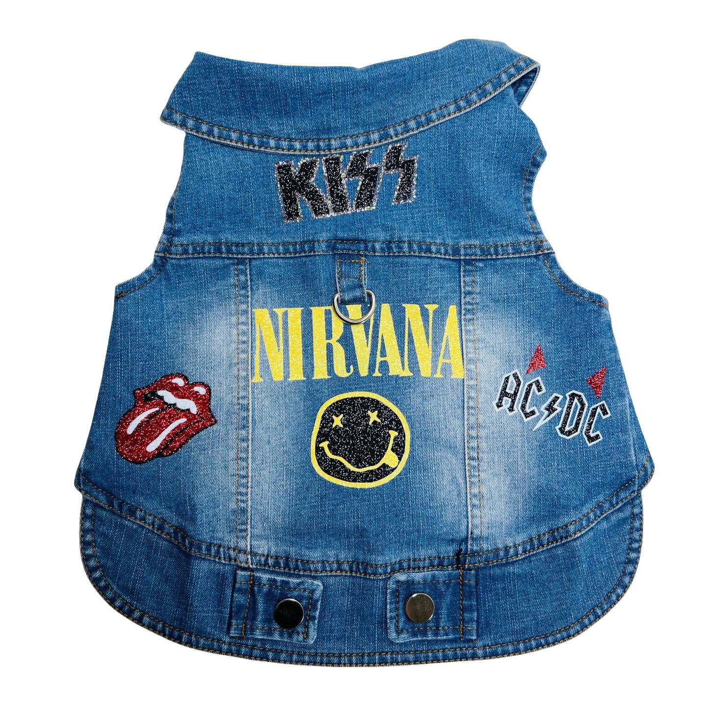 Handmade Denim Dog Jacket – Rock Edition (S–L)