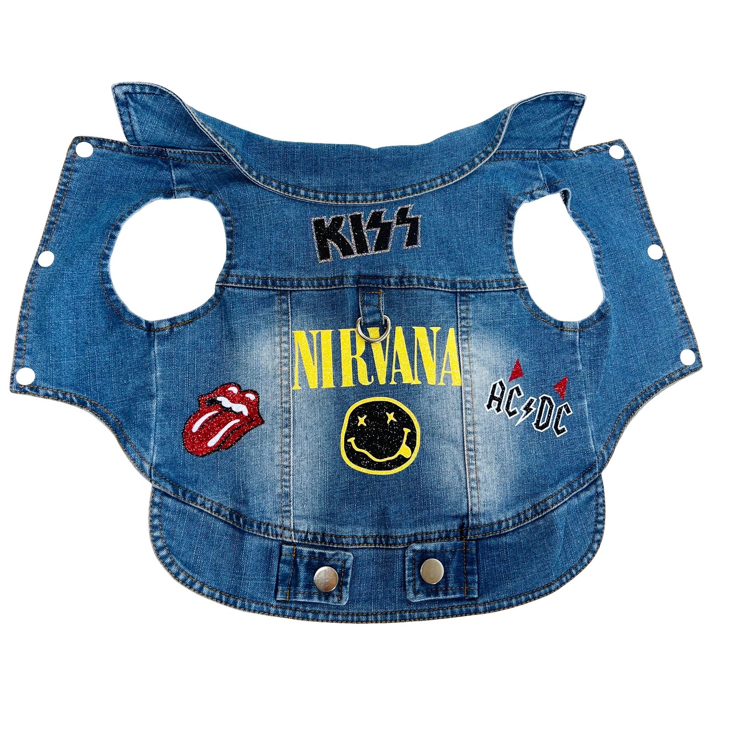 Handmade Denim Dog Jacket – Rock Edition (S–L)